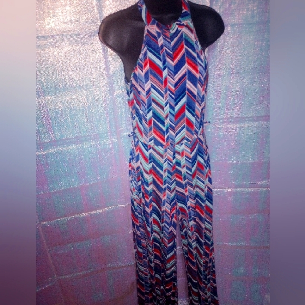 Goodtime USA Large Jumpsuit Blue, Red, Green, And White Tones